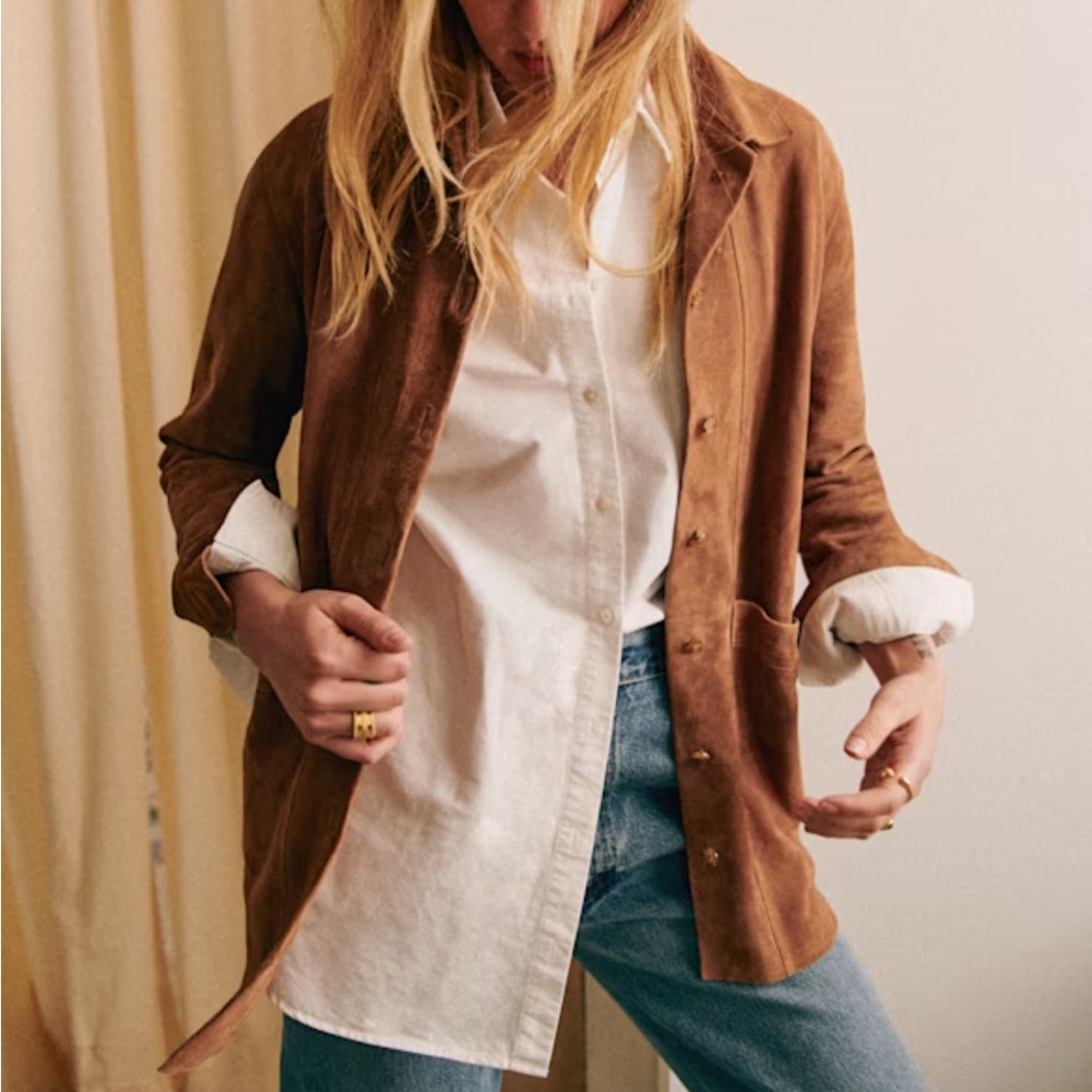 Sezane Will Jacket in Camel Suede size small - Picture 6 of 6